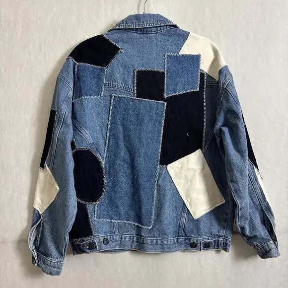 BDG Women's Size XS Oversized Patchwork Denim Trucker Jacket - Picture 2 of 8